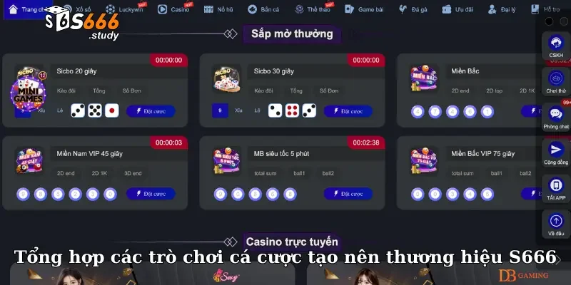 Tổng hợp các trò chơi cá cược tạo nên thương hiệu S666